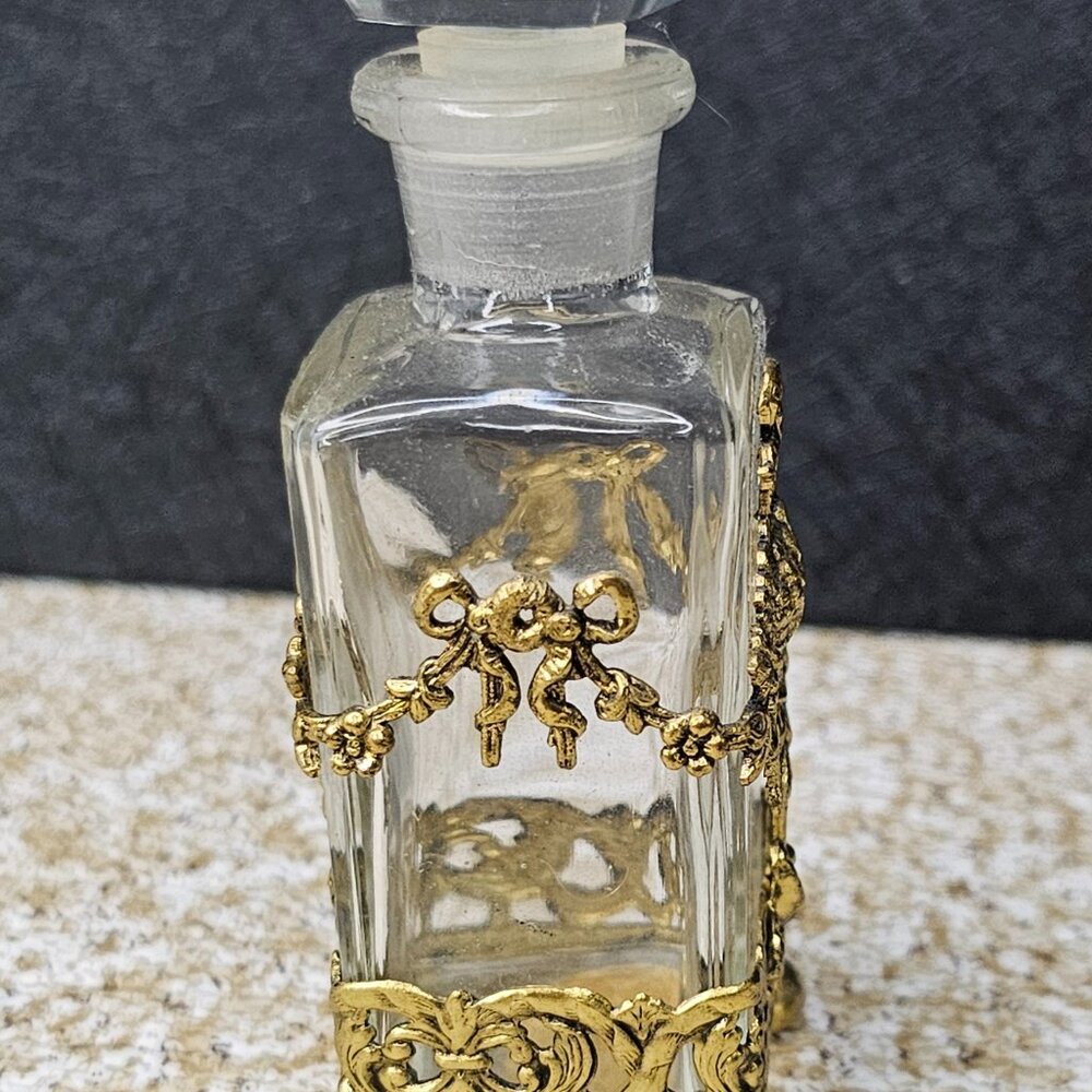ANTIQUE GLOBE 24 Kt Gold Plated PERFUME BOTTLE Filigree
